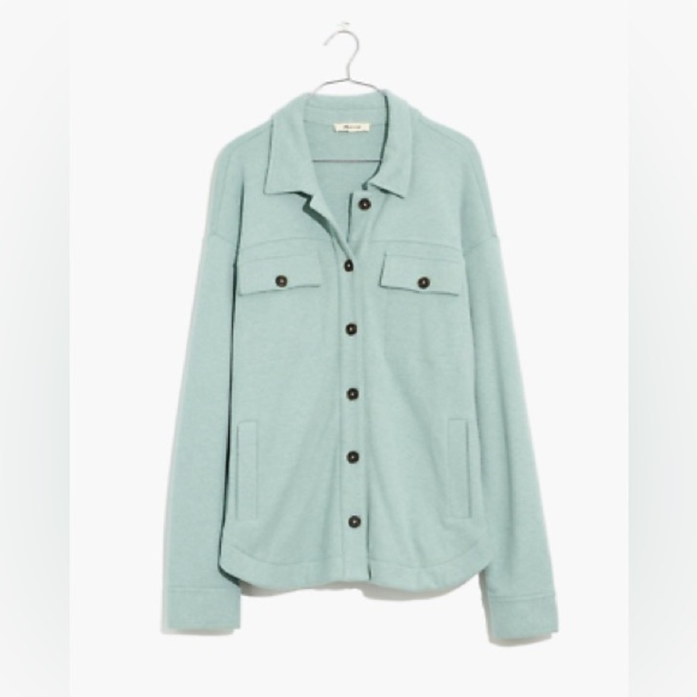 madewell sage brushed knit shirt jacket xs